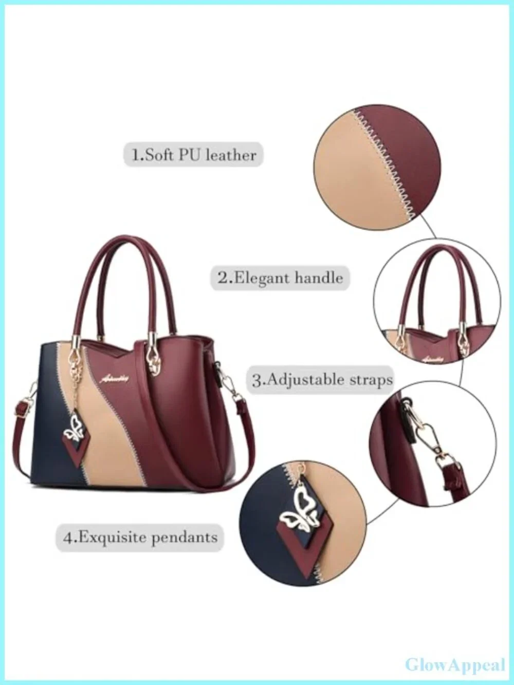 Women's Satchel Tote Handbag Shoulder Crossbody Bag Faux Leather Large Medium